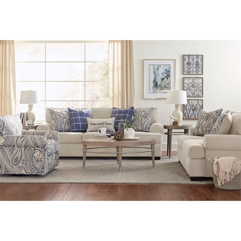 Southhamton Swivel Accent Chair with Accent Pillows in Blue