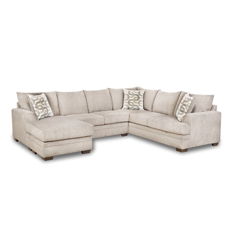Franklin 2-Piece Sectional with Accent Pillows in Cream