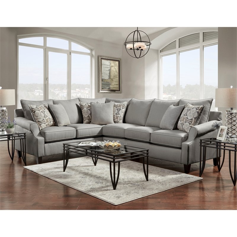 Havenwood 2-Piece Sectional with Accent Pillows in Gray