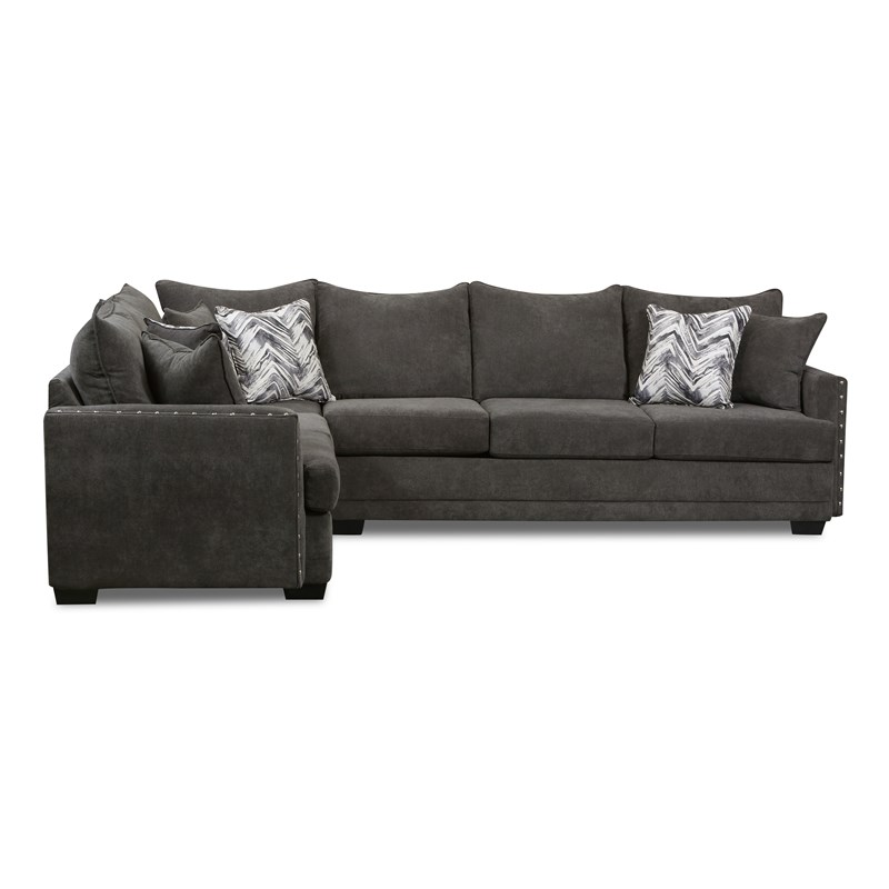 Austin 2-Piece Sectional with Accent Pillows in Gray