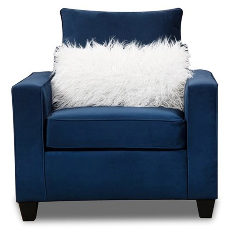 Luxley Accent Chair with Accent Pillows in Navy Blue