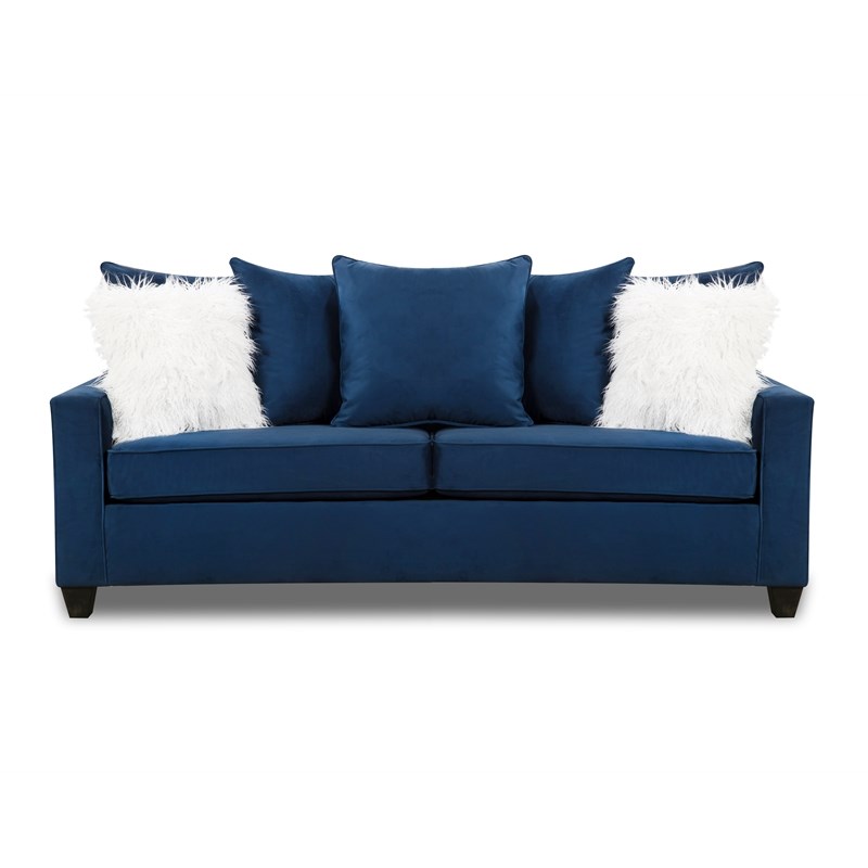 Luxley Sofa with Accent Pillows in Navy Blue