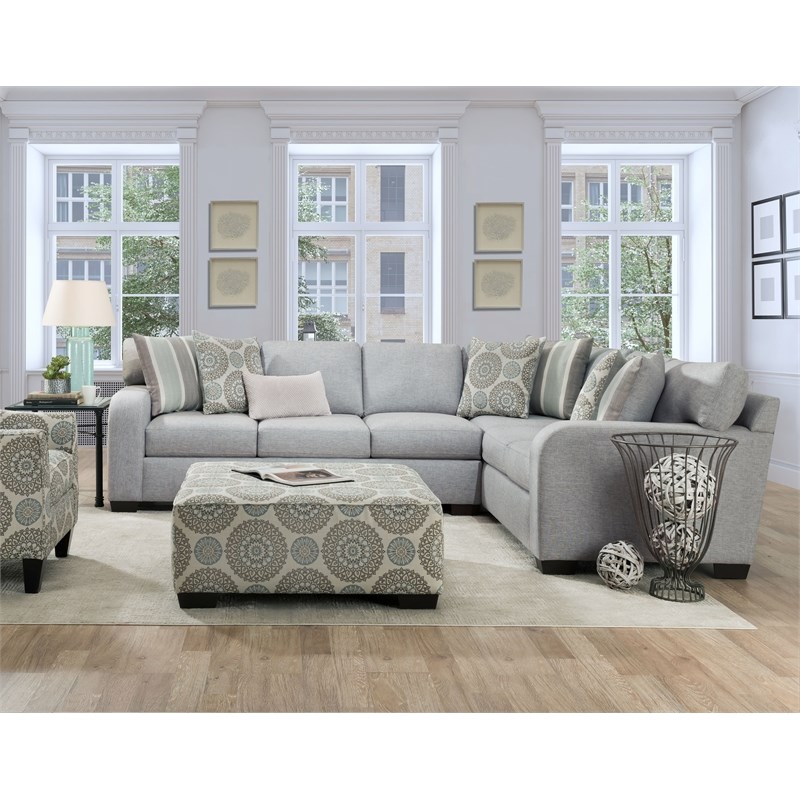 Ameila 2-Piece Sectional with Accent Pillows in Light Grey