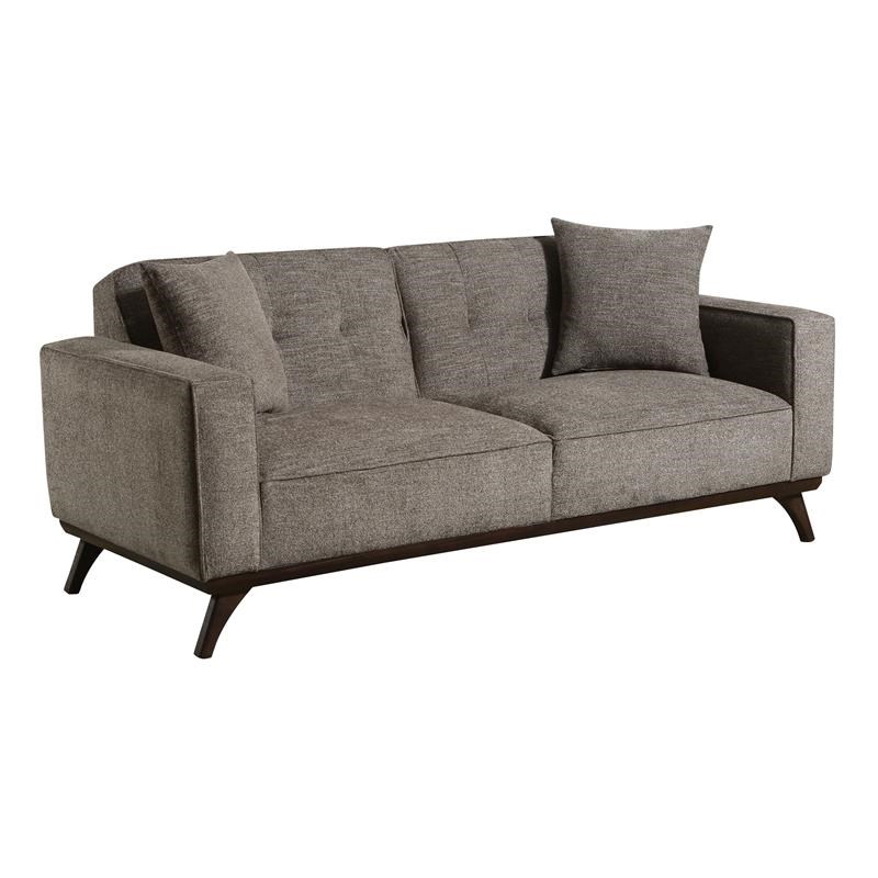 Livingston Upholstered Wood Base Sofa In Taupe Brown Fabric