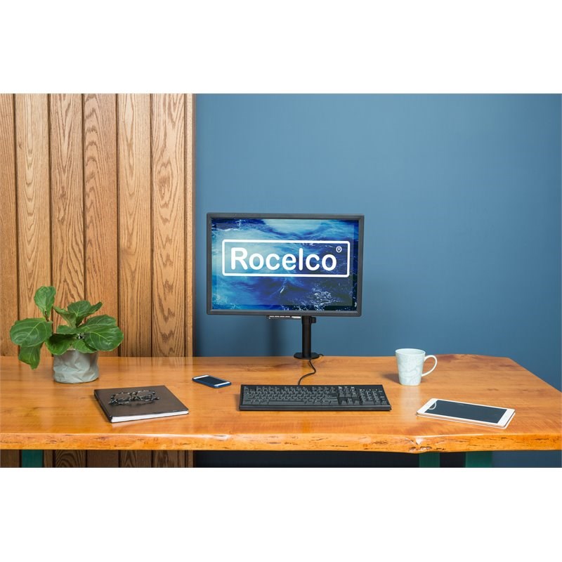 Rocelco Premium Desk Computer Monitor Mount - VESA pattern - Black (R DM1)