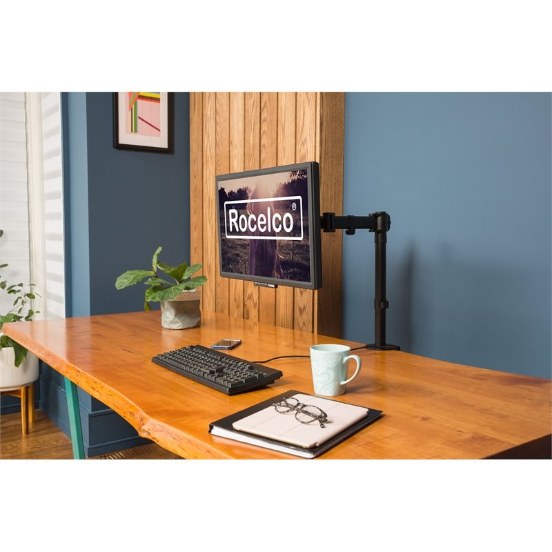 Rocelco Premium Desk Computer Monitor Mount - VESA pattern - Black (R DM1)