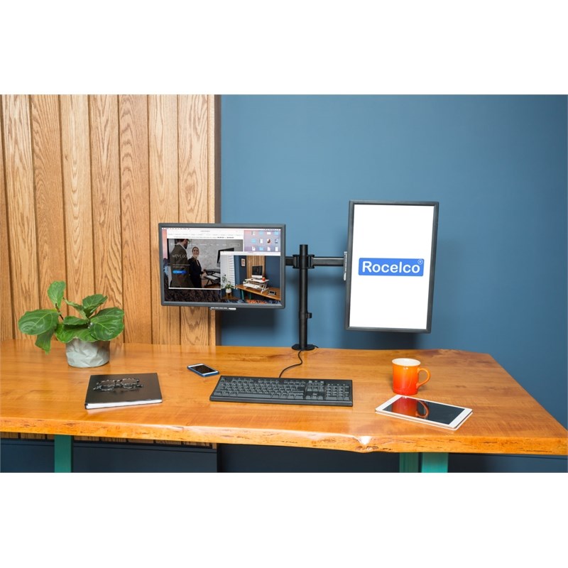 Rocelco Premium Desk Computer Monitor Mount - VESA pattern - Black (R DM2)