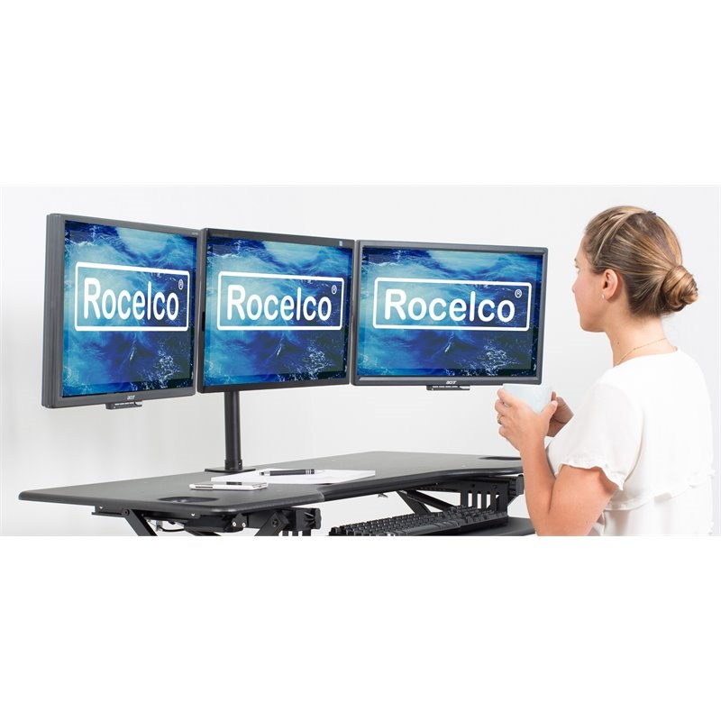 Rocelco Premium Triple Monitor Desk Mount - VESA pattern - Black (R DM3)