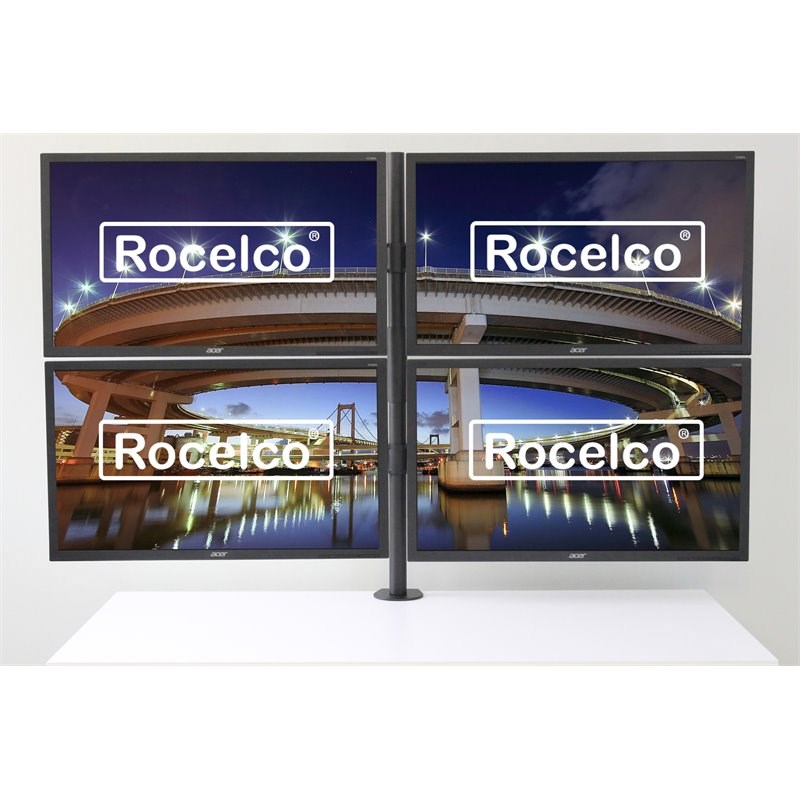 Rocelco Premium Quad Monitor Desk Mount - VESA pattern - Black (R DM4)