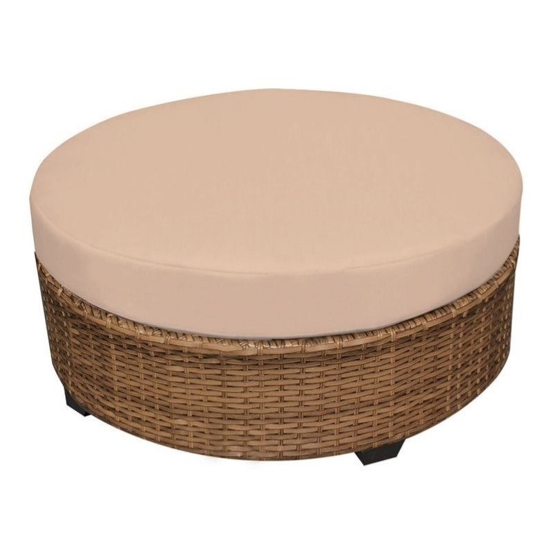 Afuera Living Outdoor Wicker Round Coffee Table in Wheat