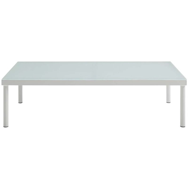 Afuera Living Glass Top Patio Coffee Table in White