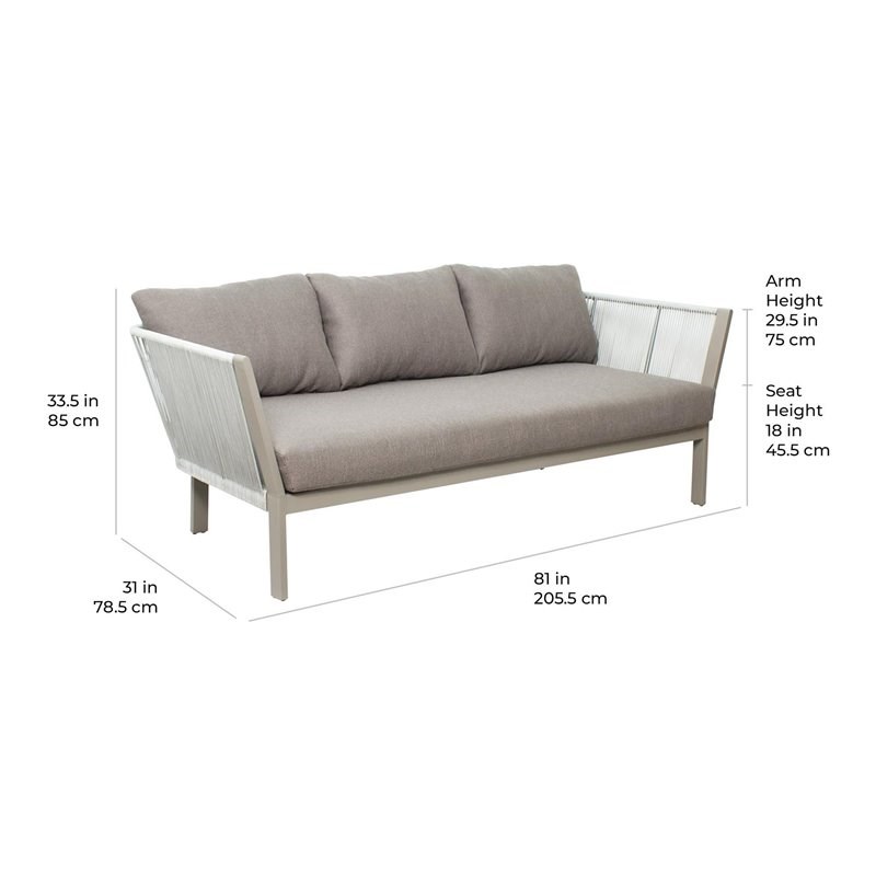 Afuera Living  Modern 3 Piece Aluminum Lounge Set in Gray