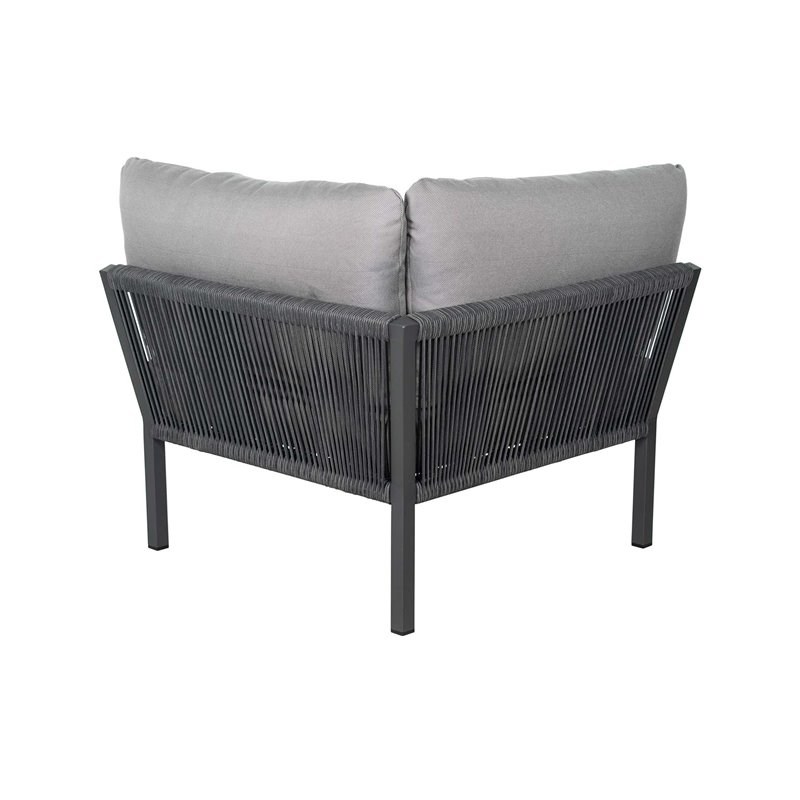 Afuera Living  Modern Aluminum Sectional Corner Chair in Dark Gray and Pebble