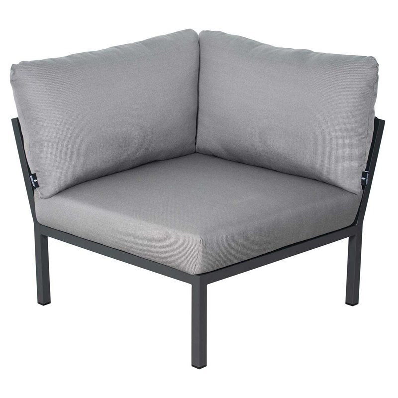 Afuera Living  Modern Aluminum Sectional Corner Chair in Dark Gray and Pebble