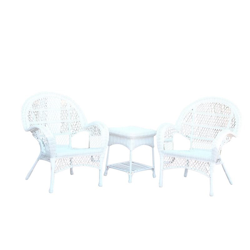 Afuera Living Contemporary 3 Piece Wicker Outdoor Garden Set in White