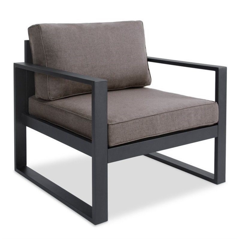Afuera Living Contemporary Outdoor Chair in Black and Gray (Set of 2)