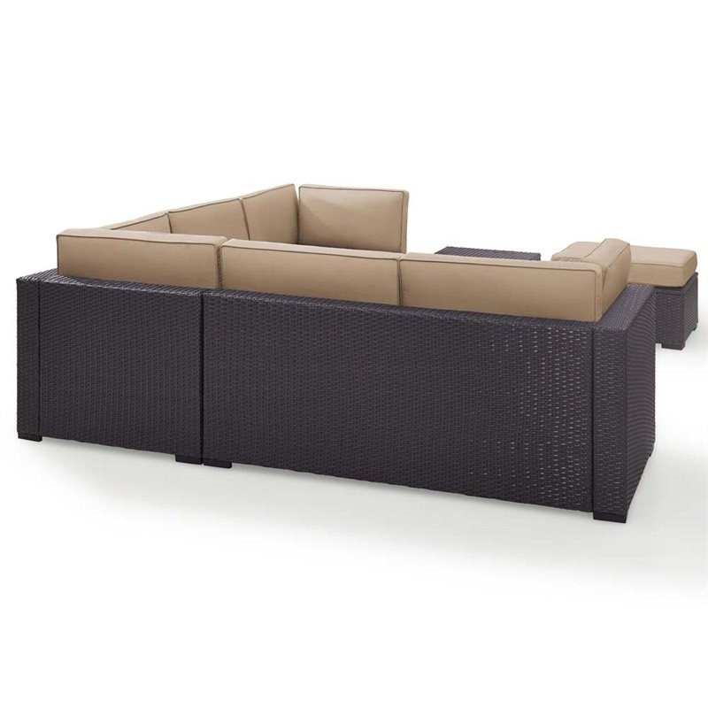Afuera Living Modern 5 Piece Wicker Patio Sectional Set in Brown and Mocha