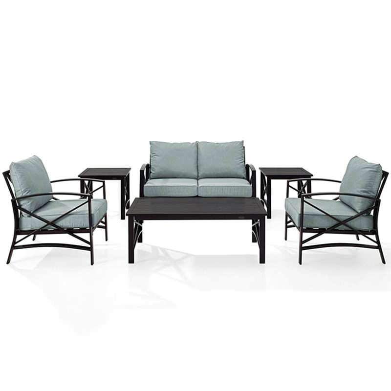 Afuera Living Transitional 6 Piece Patio Sofa Set in Oil Rubbed Bronze and Mist