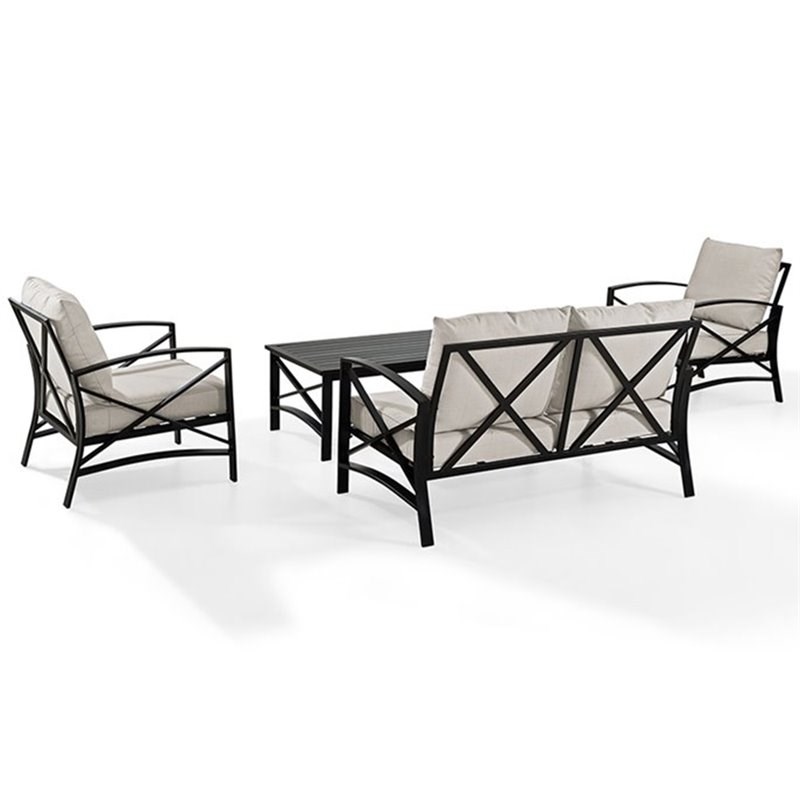 Afuera Living Modern 4 Piece Patio Sofa Set in Oil Rubbed Bronze and Oatmeal