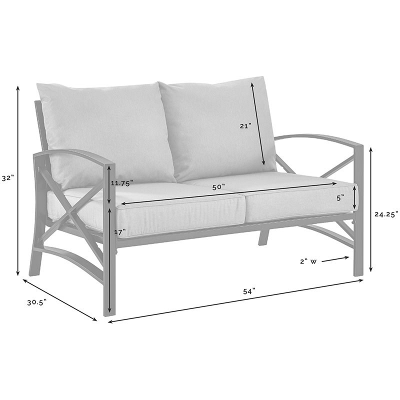 Afuera Living Transitional 3 Piece Patio Sofa Set in Gray and White