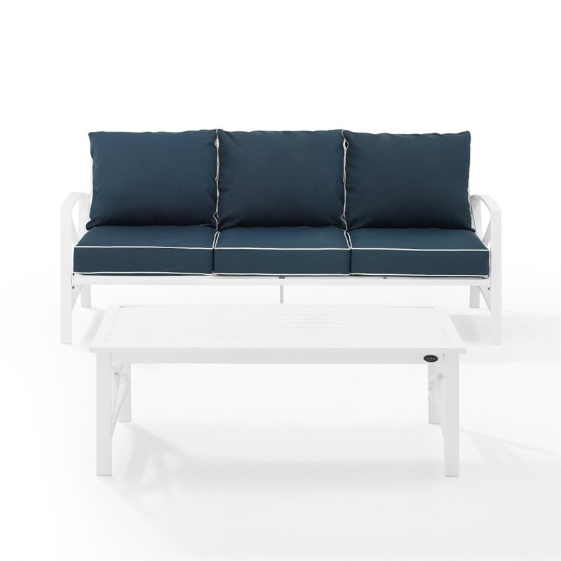 Afuera Living Transitional 2 Piece Outdoor Sofa Set in Navy