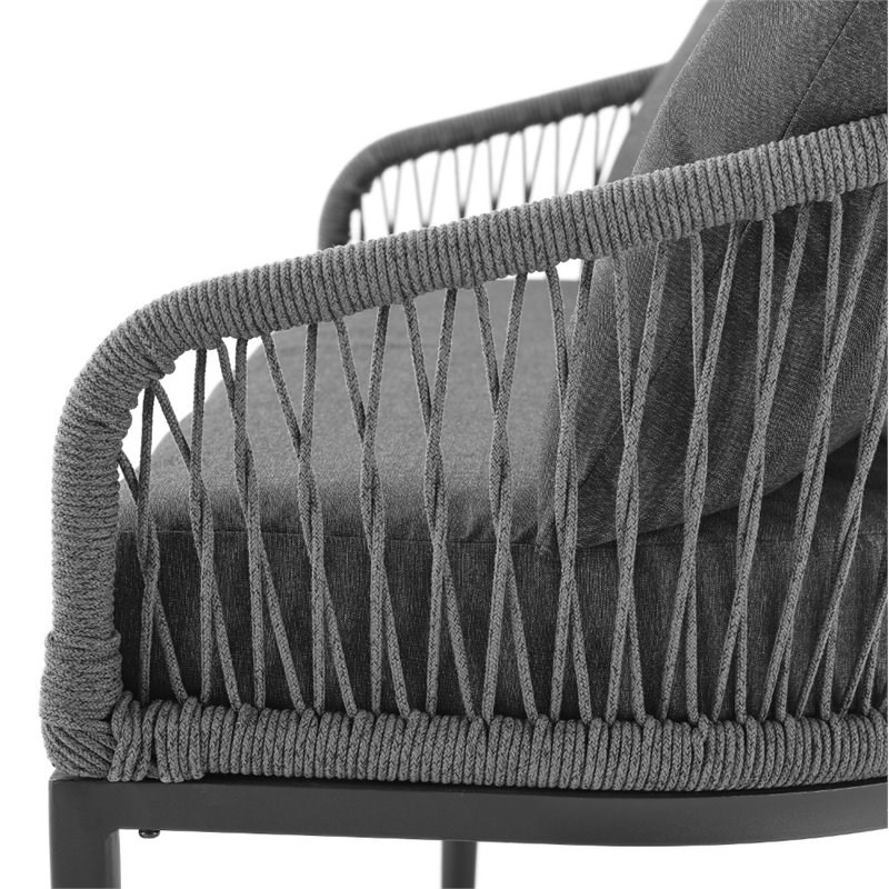 Afuera Living Modern Patio Rope Armchair in Charcoal and Black (Set of 2)