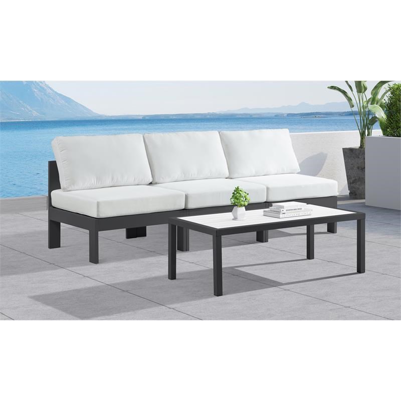 Afuera Living Contemporary White Wood Outdoor Patio Coffee Table