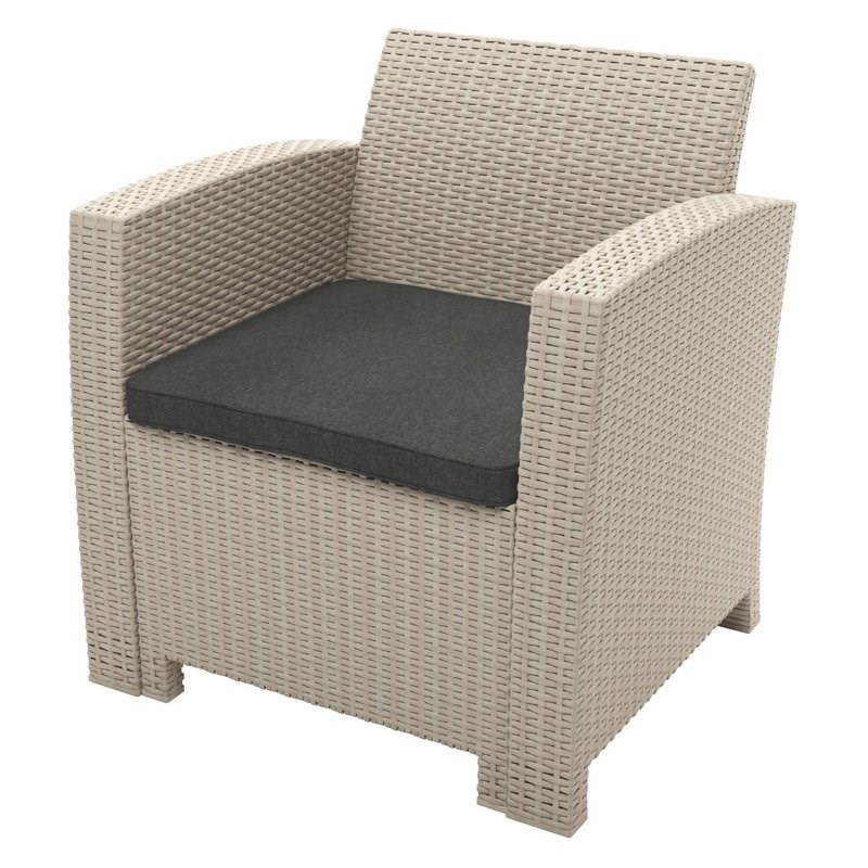 Afuera Living 4 Piece All-Weather Beige Wicker/Rattan Set with Grey Cushions