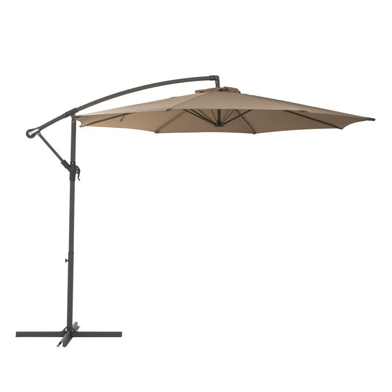 Afuera Living 9.5ft Fabric Patio Umbrella with Base Weight in Sandy Brown