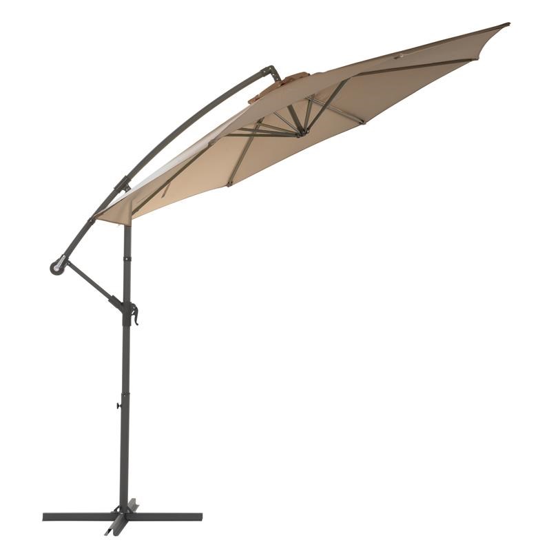 Afuera Living 9.5ft Fabric Patio Umbrella with Base Weight in Sandy Brown