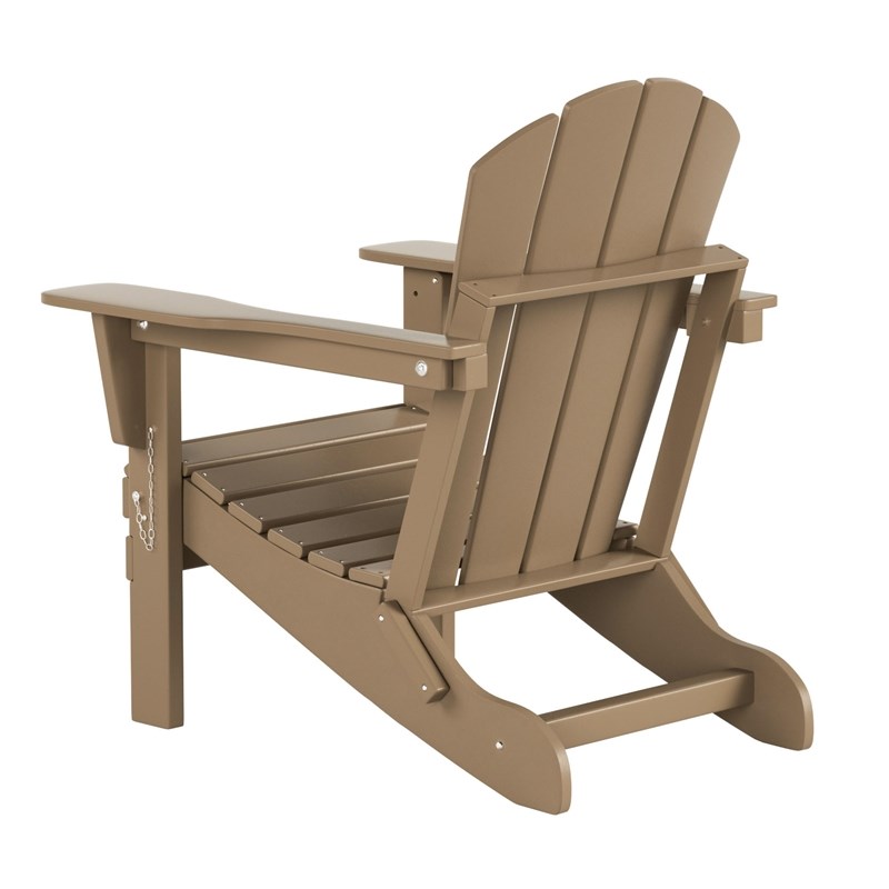 Afuera Living Coastal Outdoor Folding Poly Adirondack Chair (Set of 2) in Brown