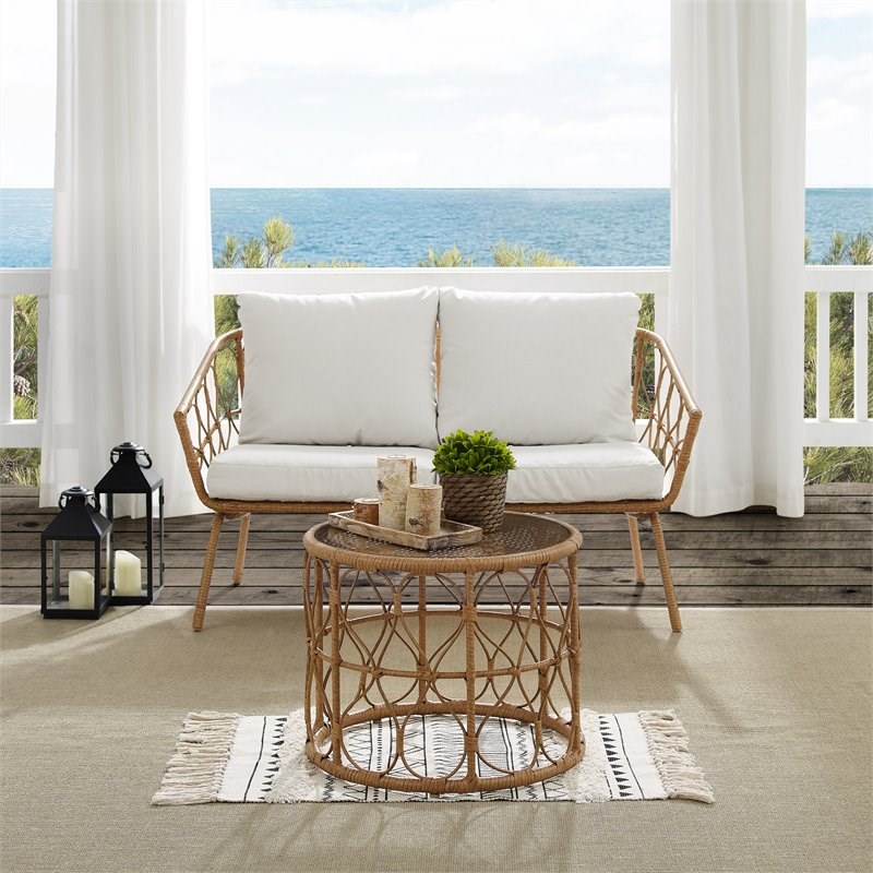Afuera Living 2-piece Wicker Outdoor Conversation Set in Natural