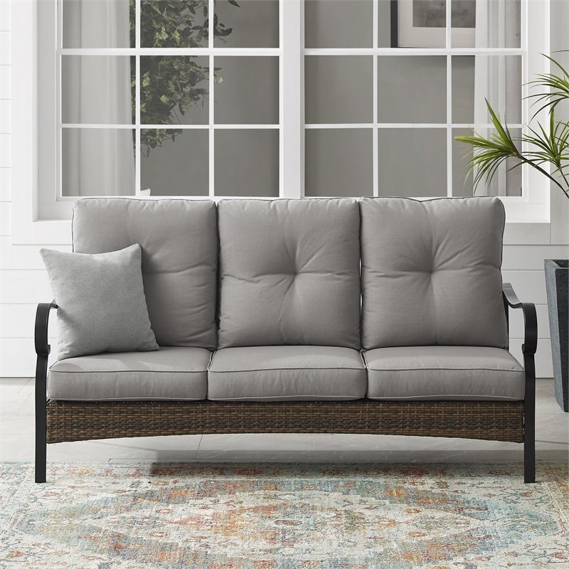 Afuera Living Traditional Metal/Fabric Outdoor Sofa in Taupe Gray