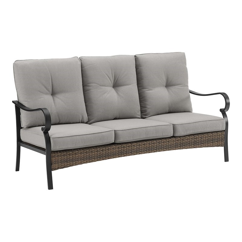 Afuera Living Traditional Metal/Fabric Outdoor Sofa in Taupe Gray