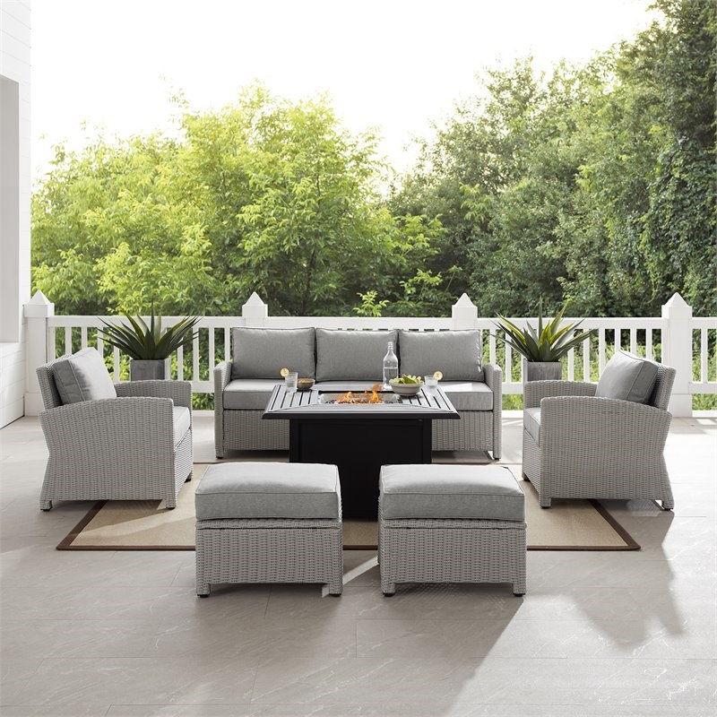 Afuera Living Transitional 6-piece Metal Outdoor Sofa Set in Gray
