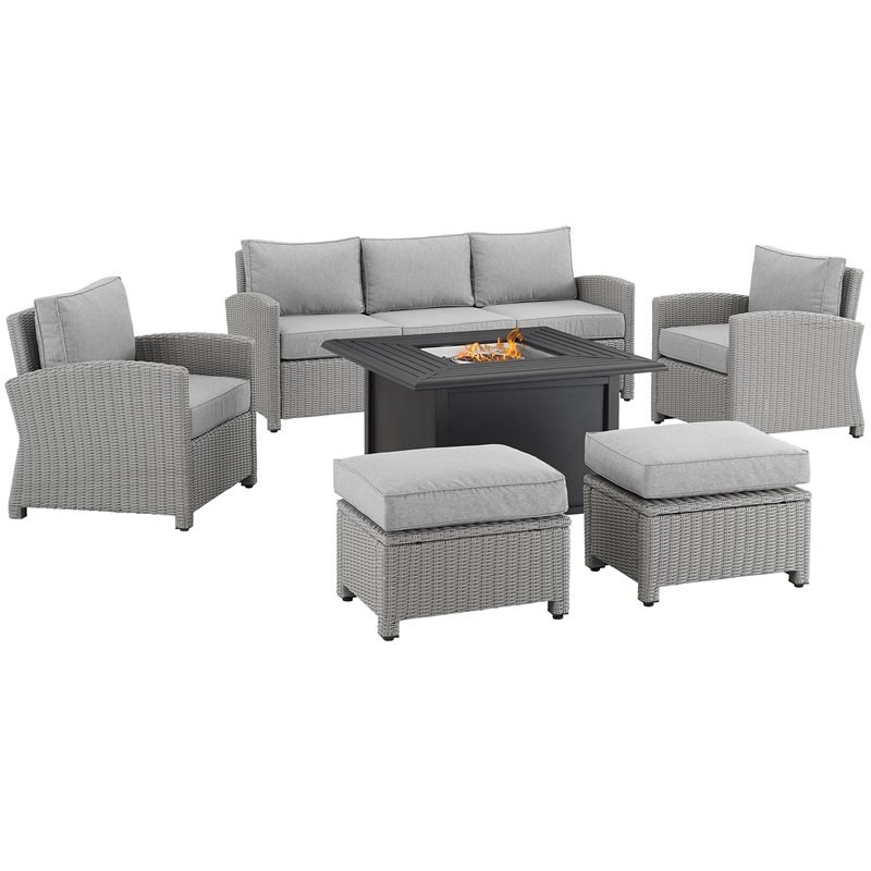 Afuera Living Transitional 6-piece Metal Outdoor Sofa Set in Gray
