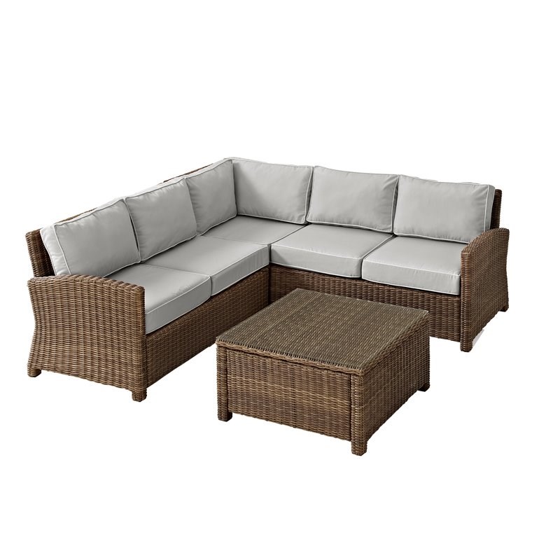 Afuera Living 4-piece Wicker Outdoor Sectional Set in Gray/Brown