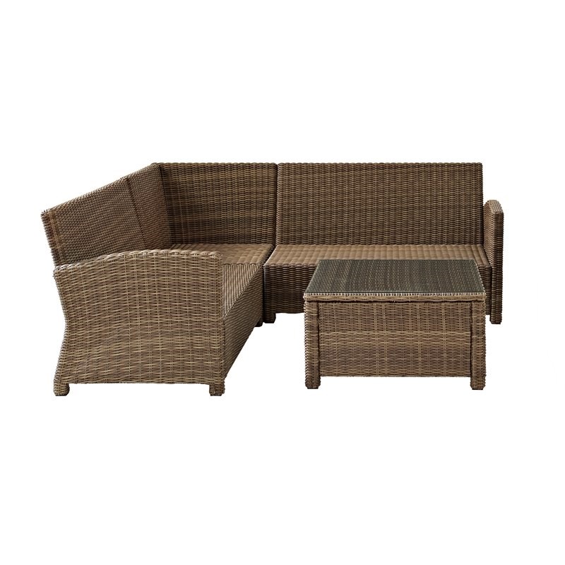 Afuera Living 4-piece Wicker Outdoor Sectional Set in Gray/Brown