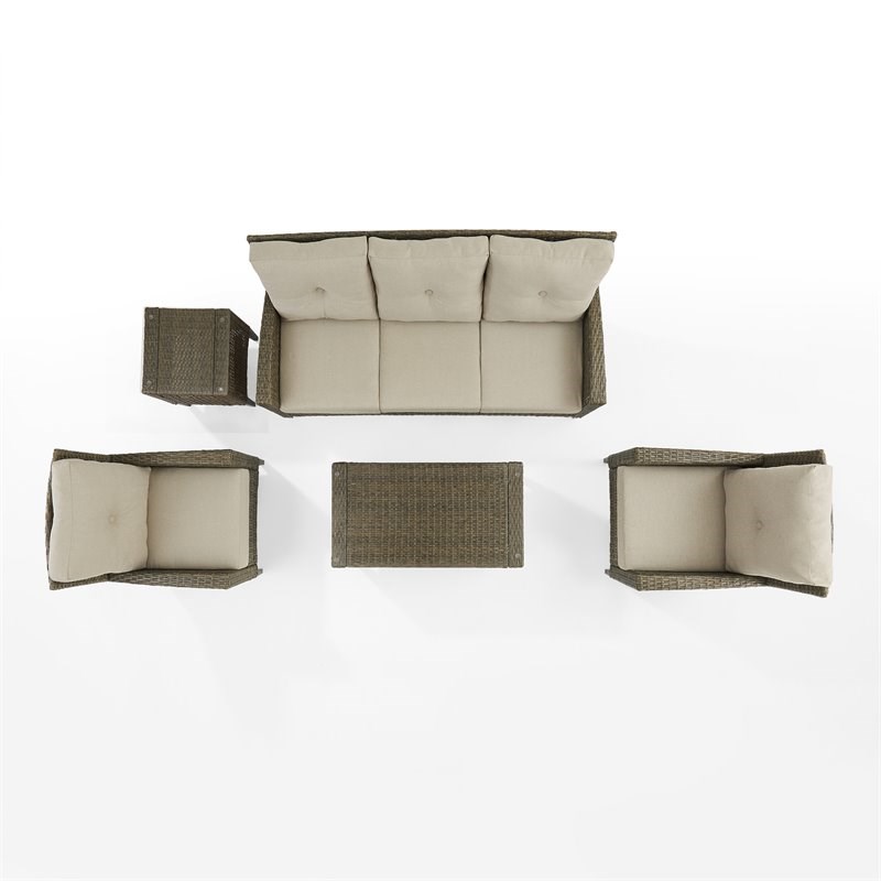 Afuera Living 5-piece Wicker Outdoor High Back Sofa Set in Brown