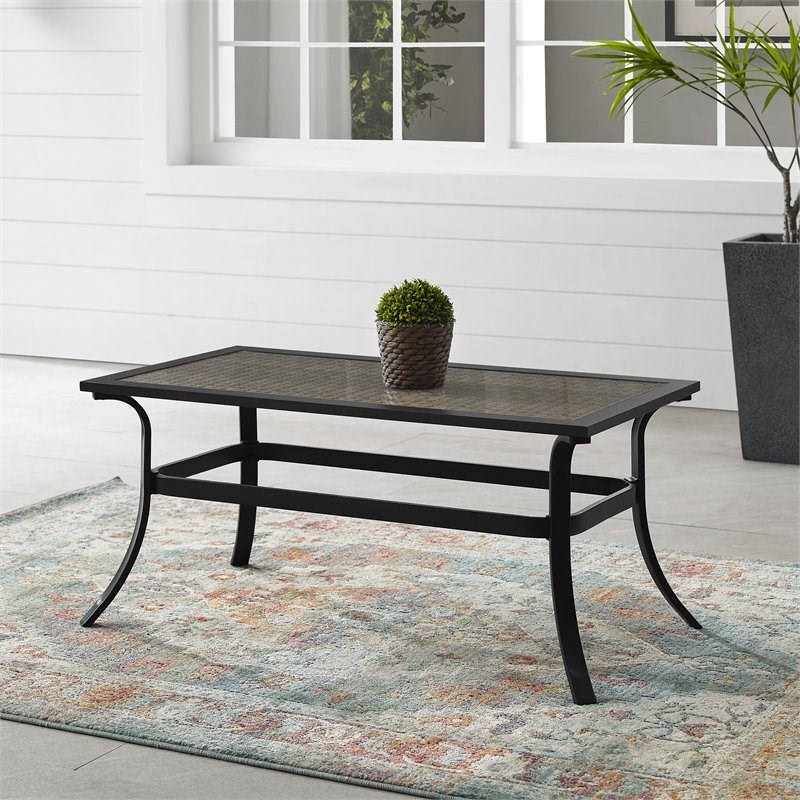 Afuera Living Traditional Metal Outdoor Coffee Table in Matte Black