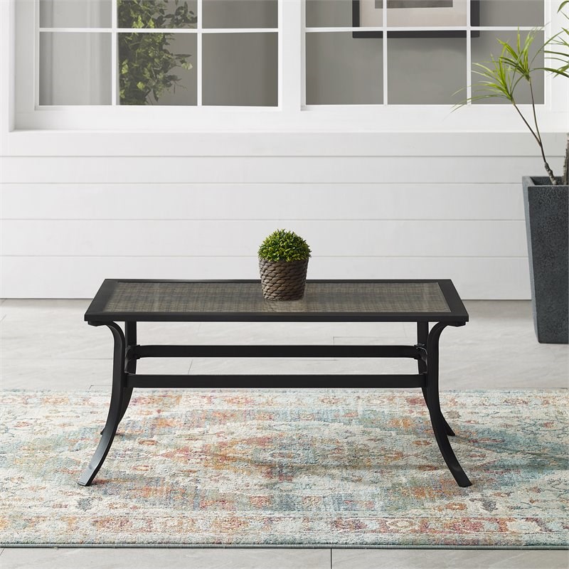 Afuera Living Traditional Metal Outdoor Coffee Table in Matte Black