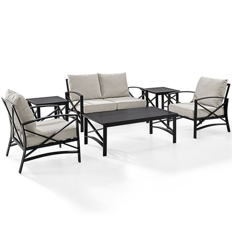 Afuera Living 6 Piece Patio Sofa Set in Oil Rubbed Bronze and Oatmeal