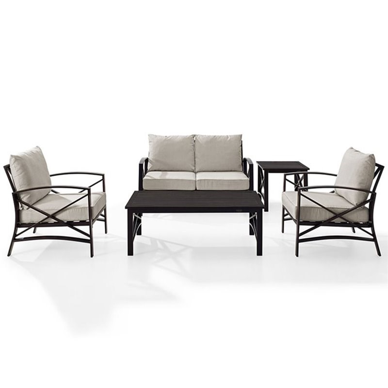 Afuera Living 5 Piece Patio Sofa Set in Oil Rubbed Bronze and Oatmeal