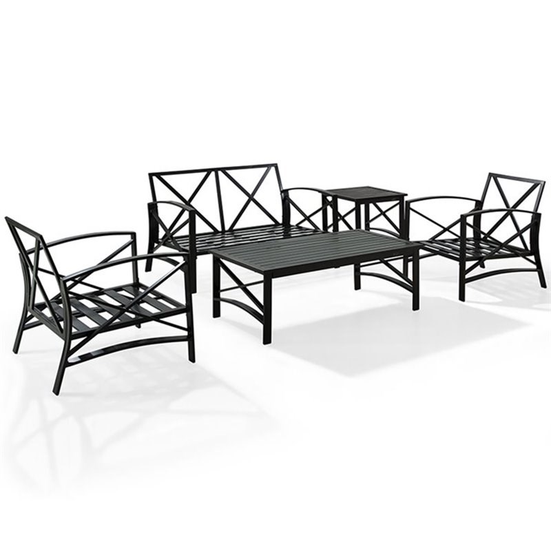 Afuera Living 5 Piece Patio Sofa Set in Oil Rubbed Bronze and Oatmeal