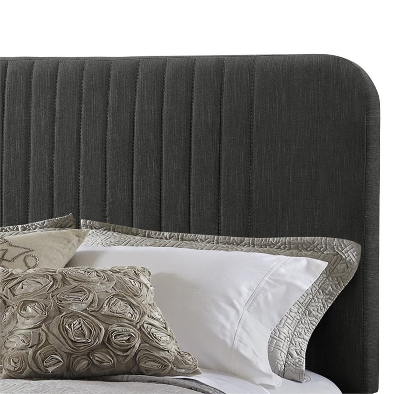 Pulaski Channeled Upholstered Queen Panel Bed in Steel Gray