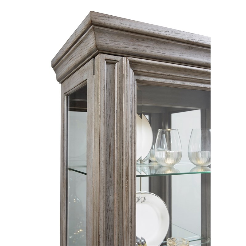 pulaski gray sliding door curio in gray p021598