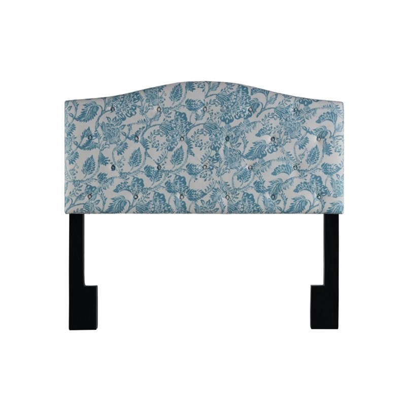 Pulaski Camelback Upholstered Full or Queen Panel Headboard in Blue