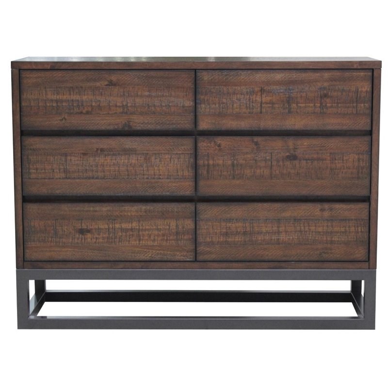 Pulaski Modern Industrial 3 Drawer Dresser in Brown