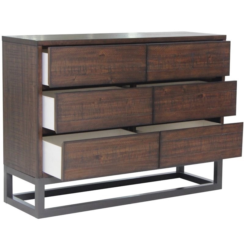 Pulaski Modern Industrial 3 Drawer Dresser in Brown