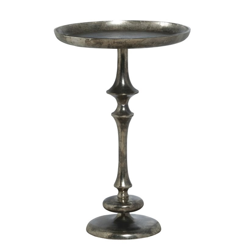 Pulaski Martin Antique Nickel Pedestal Table in Silver